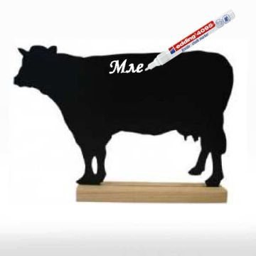 Черна PVC табелка крава 30х20мм