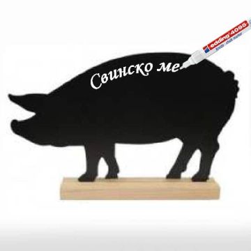 Черна PVC табелка прасе 30х20мм