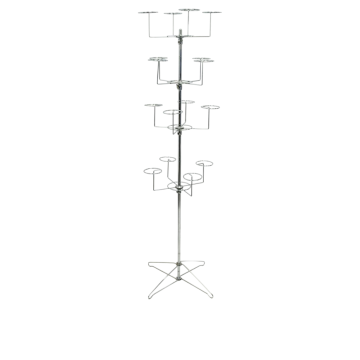 Щендер за шапки с 16 ринга, хром, Ø50 × H1900 мм