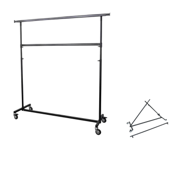 Двоен сгъваем щендер черен мат, L1500–2100 × 550 × H1500–2200 мм