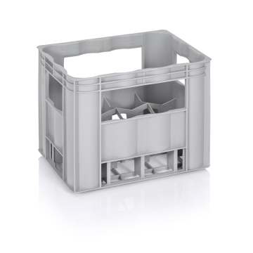 Пластмасова каса 400×300×340 мм с 12 гнезда за бутилки до 1 литър