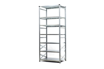 Метален складов стелаж поцинкован с 7 рафта H250хL90хD50 (200 кг на рафт)