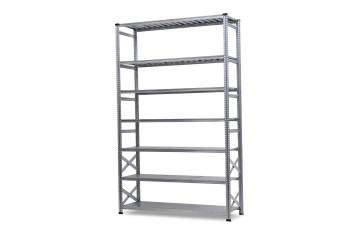 Метален складов стелаж поцинкован с 7 рафта H250хL120хD50 (200 кг на рафт)