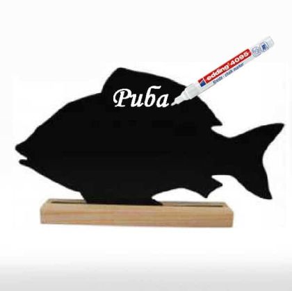 Черна PVC табелка риба 30Х20мм