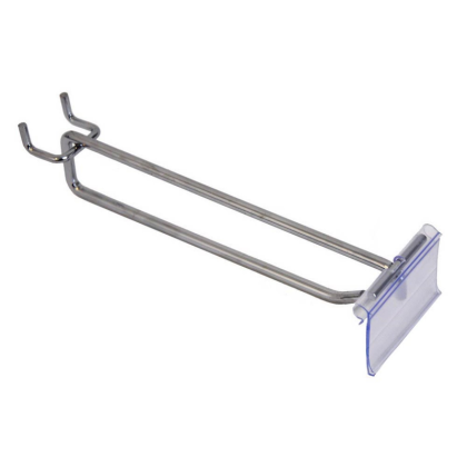 Кука за перфо гръб със захват 25 мм Ф5/200 мм хром с етикет