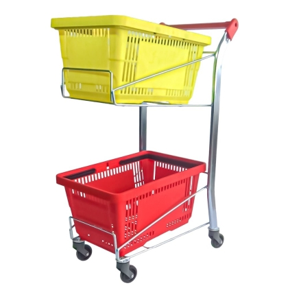 Стойка за кошници двойна с колела