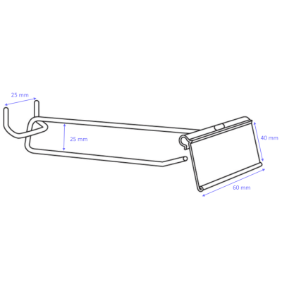Кука за перфо гръб със захват 25 мм Ф5/200 мм хром с етикет
