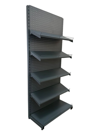 Крайстенен стелаж с перфориран гръб, 4 рафта и ограничители Н2000 мм Eco Line