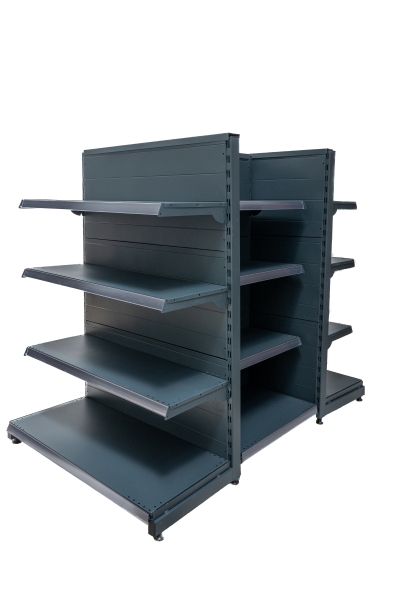 Островен стелаж с два челни стелажа тъмно сив мат  Н1300 мм Eco Line