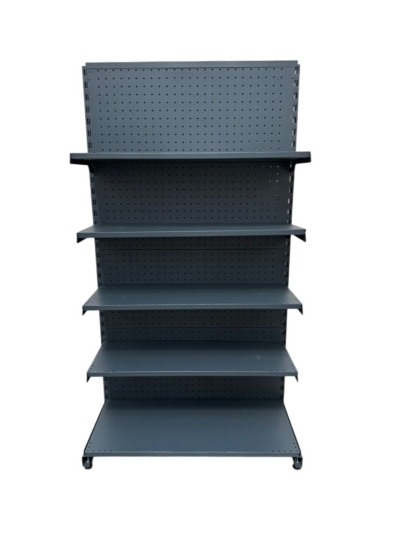 Крайстенен стелаж с перфориран гръб и рафтове, тъмно сив мат, Н1700 мм Eco Line