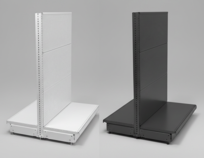 Двустранен островен стелаж с перфориран гръб за куки