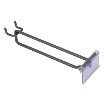 Кука за перфо гръб с етикетник тъмно сив мат със захват 32 мм