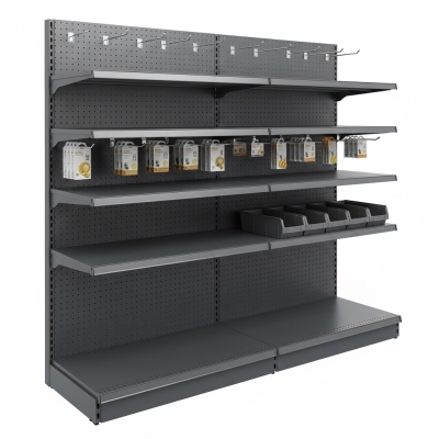 Кука за перфо гръб с етикетник тъмно сив мат със захват 32 мм