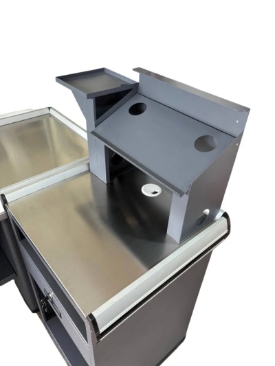 Касов модул Г- образен с поставка L1500/D1100/H850 мм тъмно сив мат